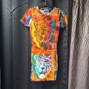 A3 Design Colorful Leopard Print Mini Skirt